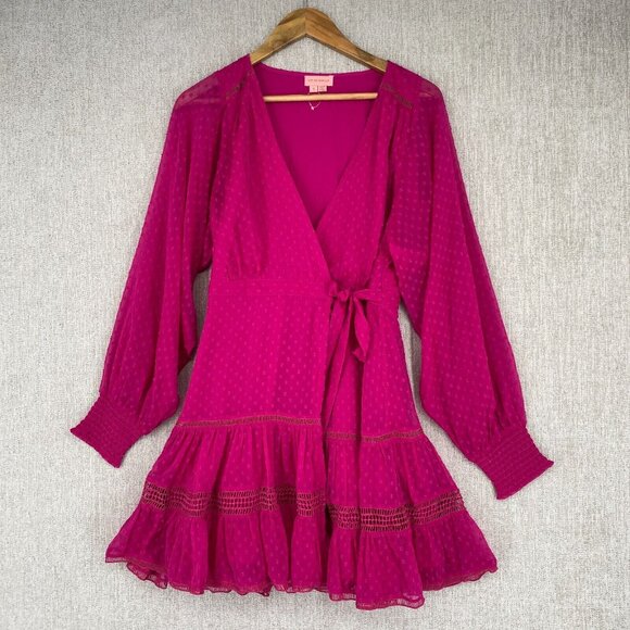 Anthropologie Not So Serious Dress S Mini Wrap Polka Dot Chiffon‎ NEW - Picture 2 of 13